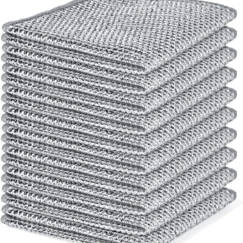 10PCS Set Non-Scratch Steel Wool Dishcloth – Multi Purpose Wire Dishwashing Rags Kitchen Towels and Dishcloths Sets Durable Cleaning Pads Bathroom Home Essentials Cleaning Supplies Tools