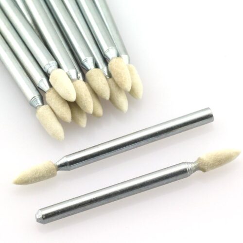 12pcs 3x3mm Special-Felt Buff Wheel Conical Bullet Wool Grinding Head Mandrel Mounted High Luminance Polishing Rotary Tools