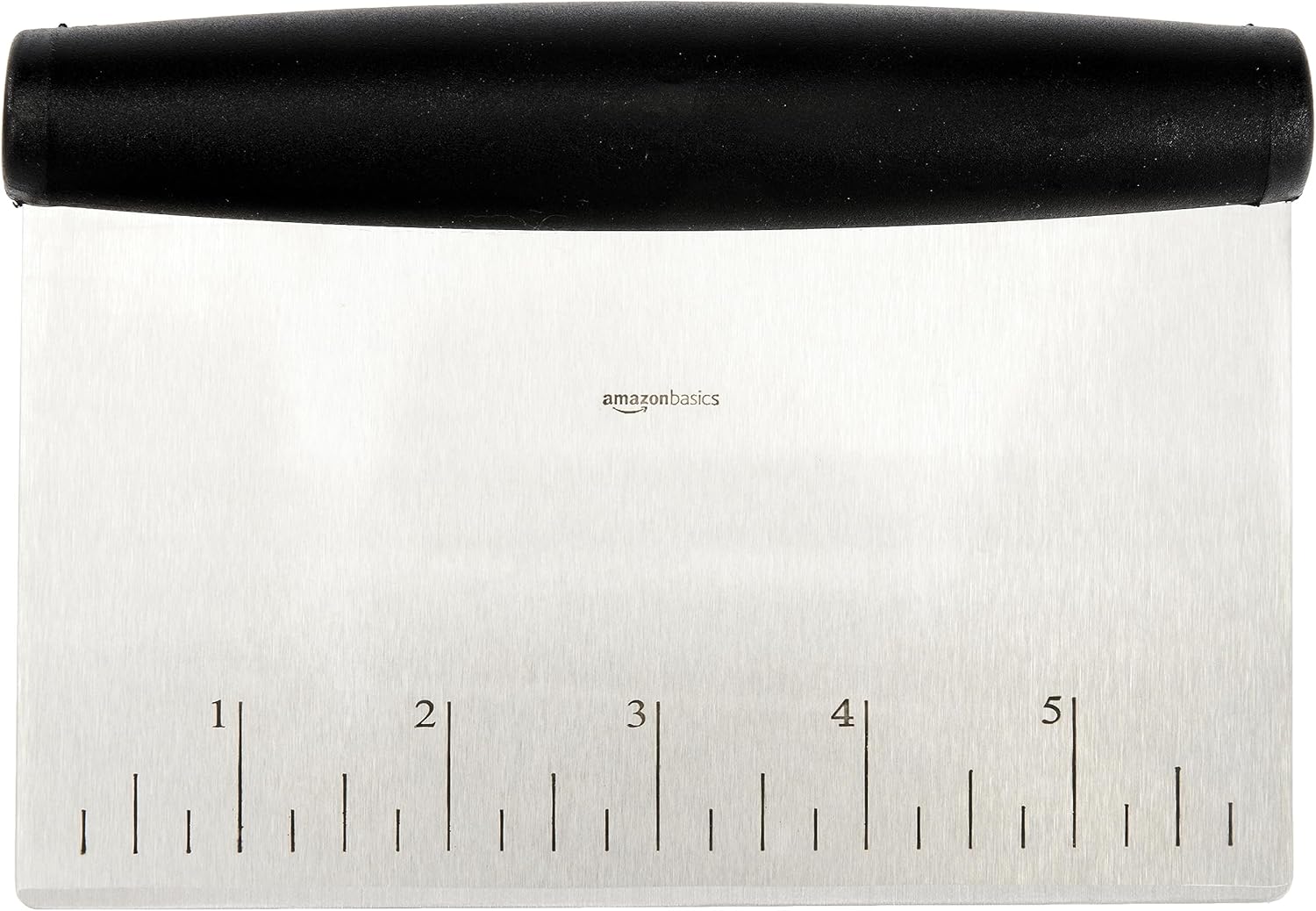 Amazon Basics Multi-Purpose Stainless Steel Scraper/Chopper with Contoured Grip, 6", Black, Silver - Image 3