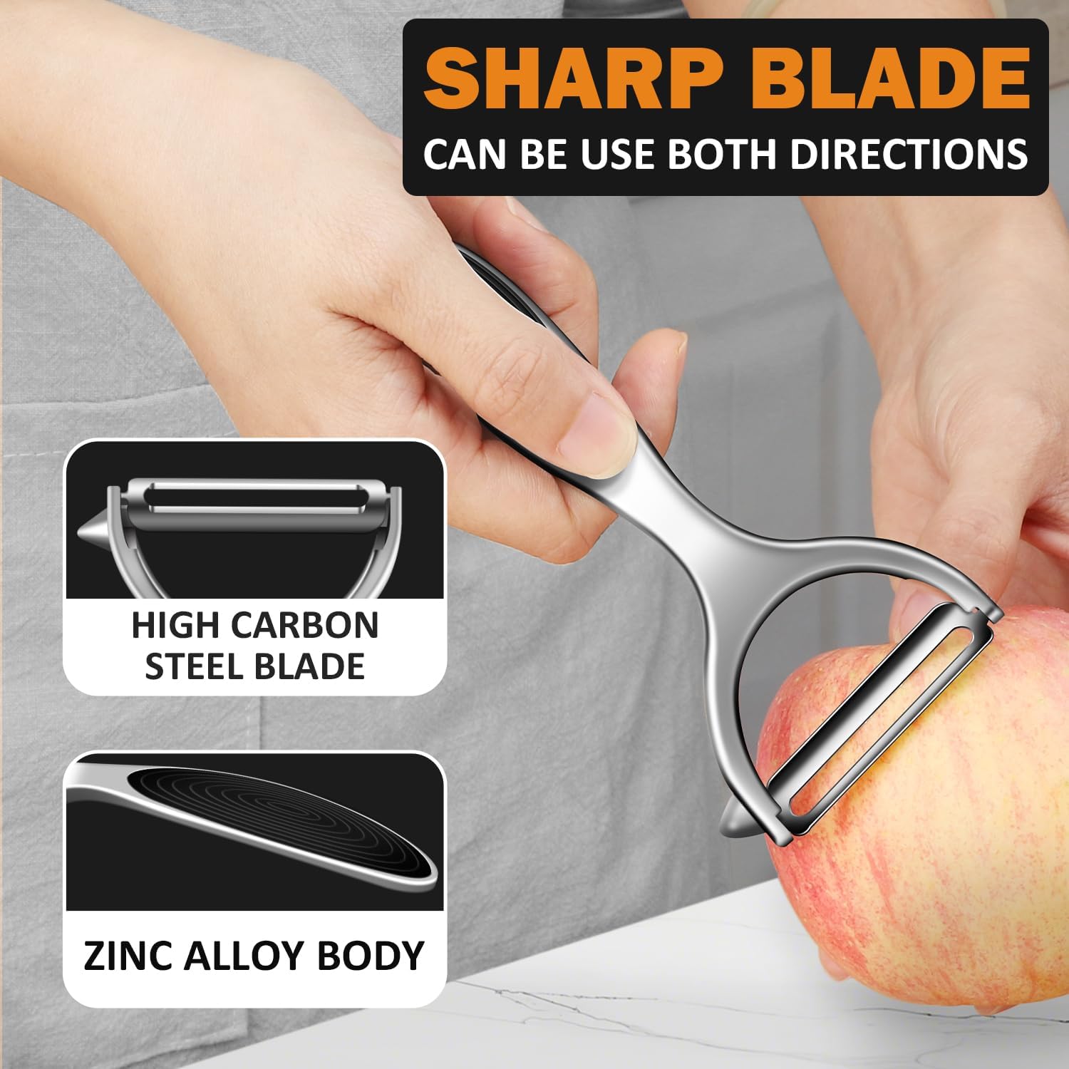 TACGEA Vegetable Peeler for Kitchen, Potato Peelers for Fruit Straight Blade, Durable Non-Slip Handle, Set of 2 - Image 3