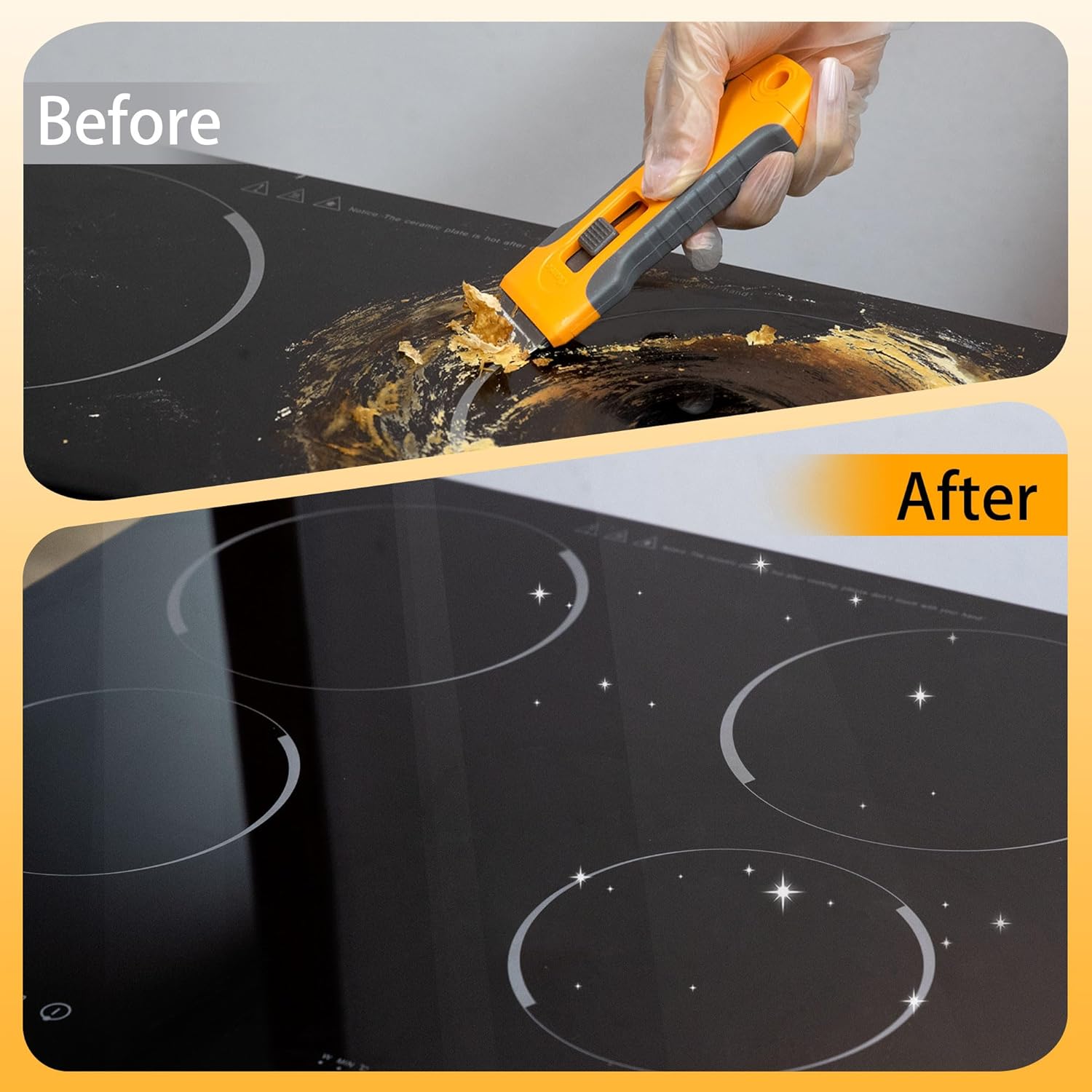 Razor Blade Scraper Tool with 15pcs Extra Blades, Cleaning Razor Scraper for Glass, Glass Top Stove Scraper for Oven Door, Cooktop Scraper, Glass Scraper Cleaning Paint from Glass - Image 4