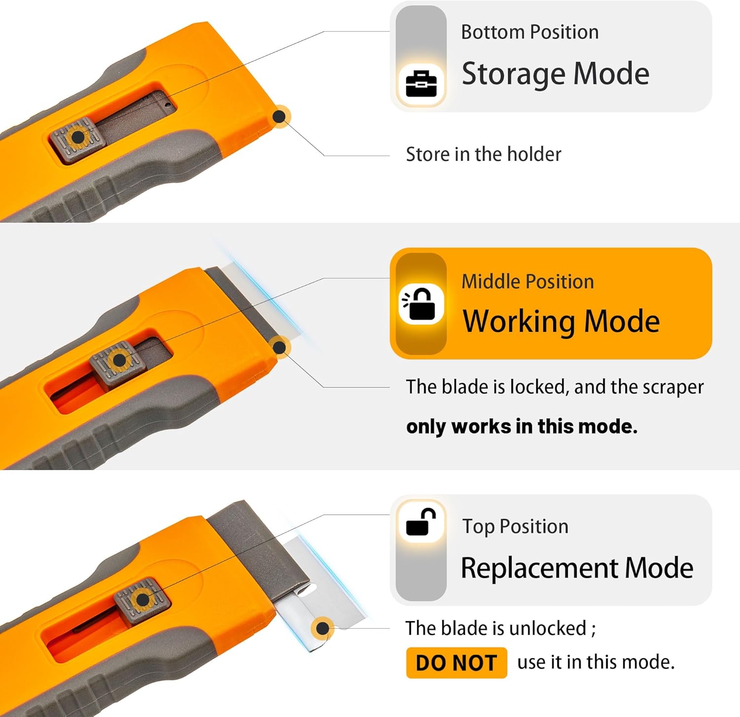 Razor Blade Scraper Tool with 15pcs Extra Blades, Cleaning Razor Scraper for Glass, Glass Top Stove Scraper for Oven Door, Cooktop Scraper, Glass Scraper Cleaning Paint from Glass - Image 5