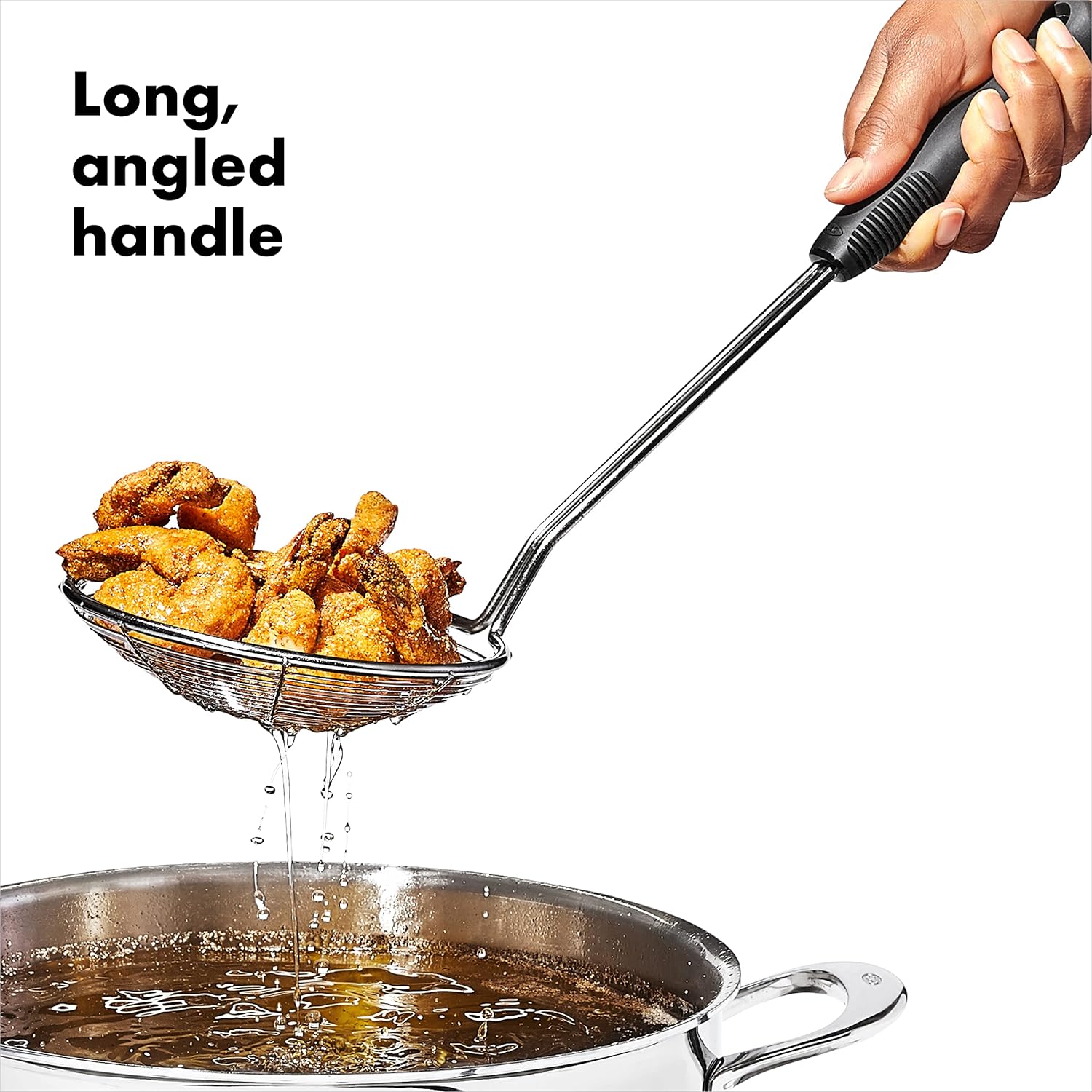 OXO Good Grips Stainless Steel Spider Scoop & Strain Skimmer,Black - Image 2