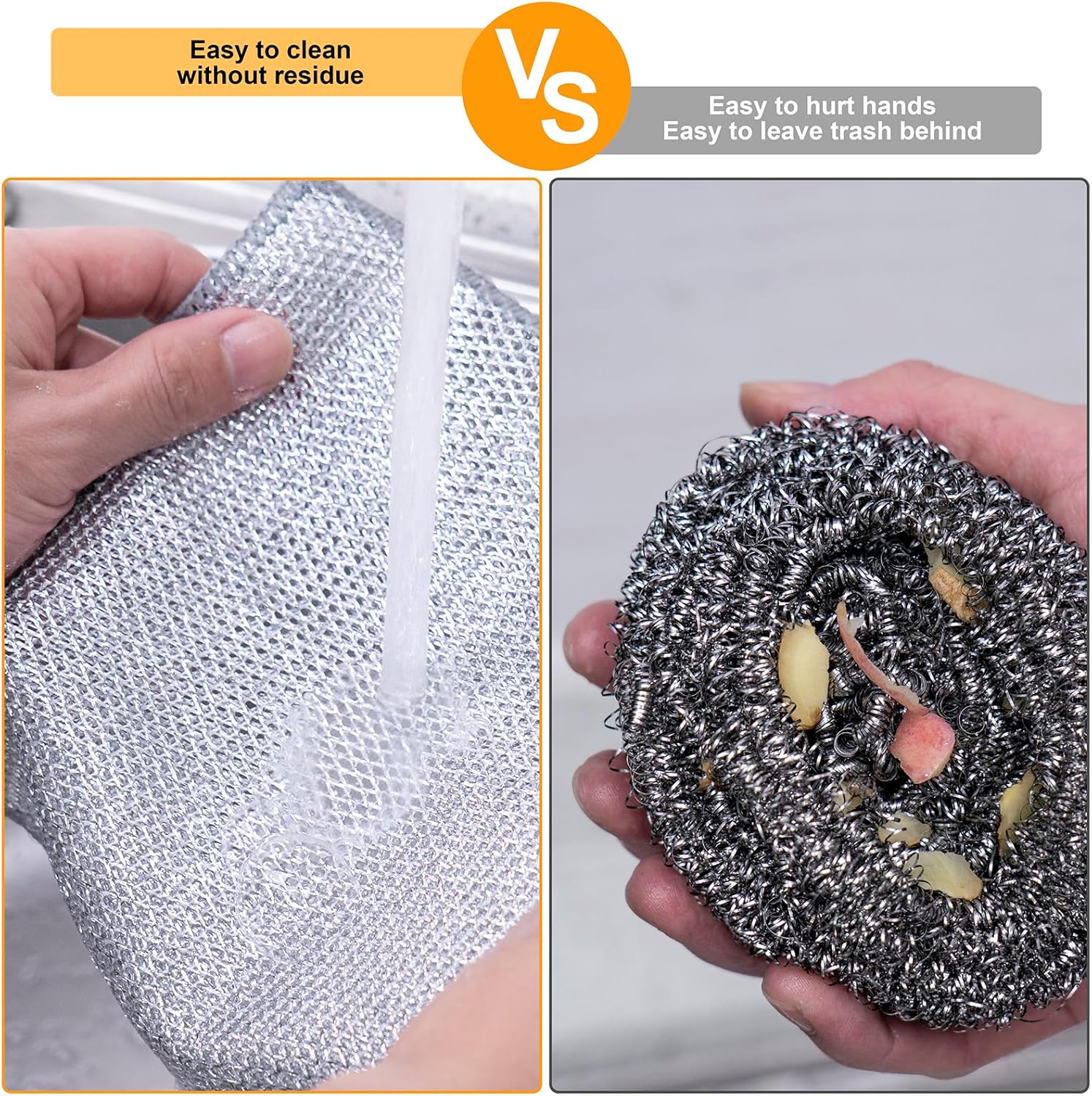 Inkhut Non Scratch Wire Dishcloth, Multipurpose Wire Dishwashing Rag for Wet and Dry, Multifunctional Dish Rags for Washing Dishes, Reusable Steel Wool Scrubber for Kitchen Cleaning - Image 7