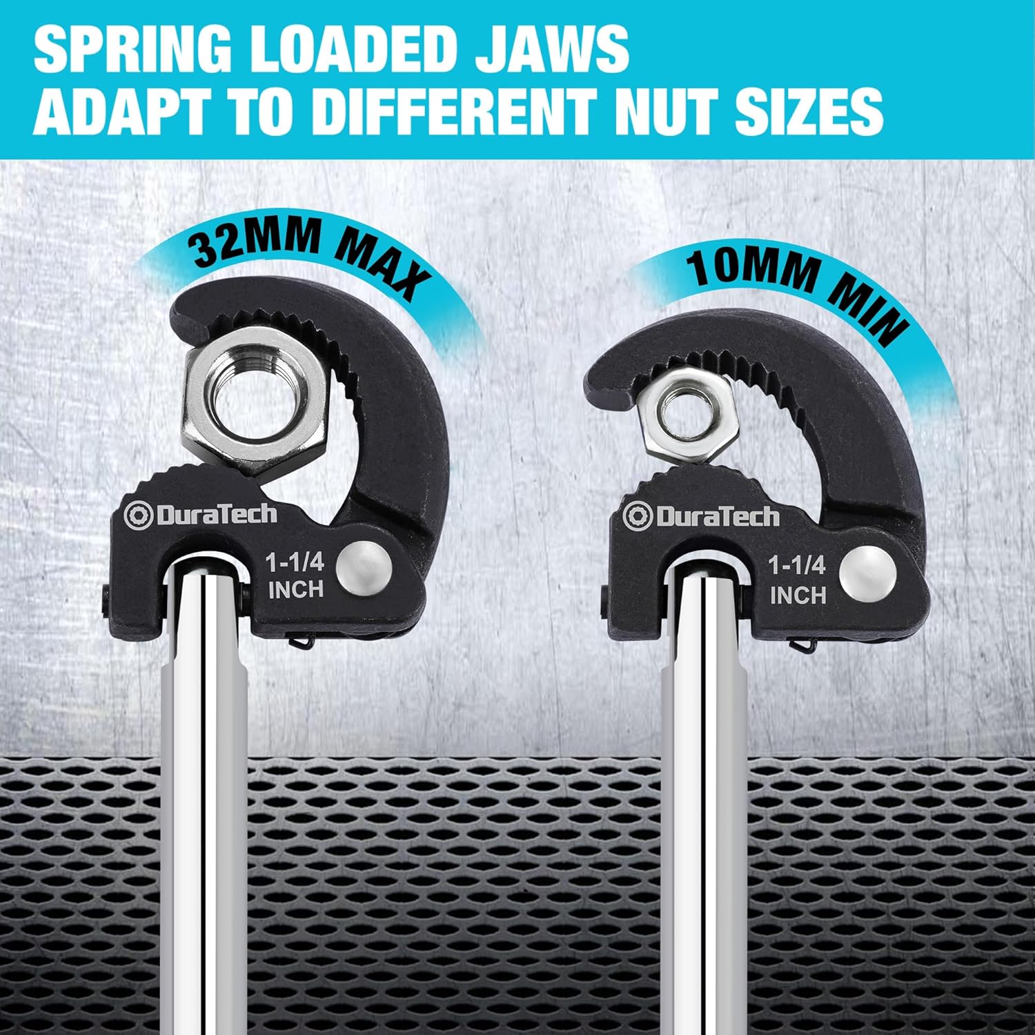 DURATECH 11" Basin Wrench, Sink Wrench, Adjustable Tap Nut Spanner Basin Spanner, Capacity of 3/8" to 1-1/4" for Fixing Back and Union Nuts Under Sink - Image 4