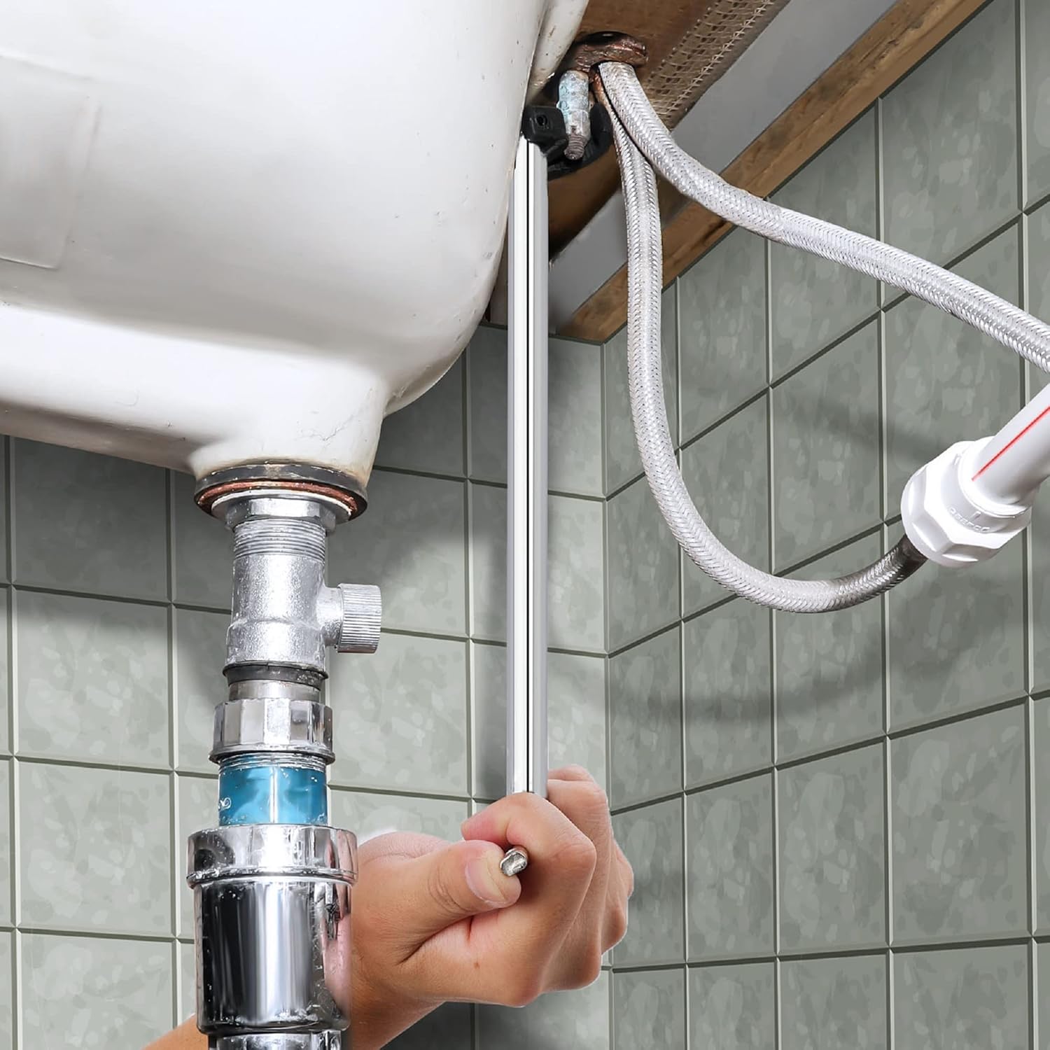 DURATECH 11" Basin Wrench, Sink Wrench, Adjustable Tap Nut Spanner Basin Spanner, Capacity of 3/8" to 1-1/4" for Fixing Back and Union Nuts Under Sink - Image 8