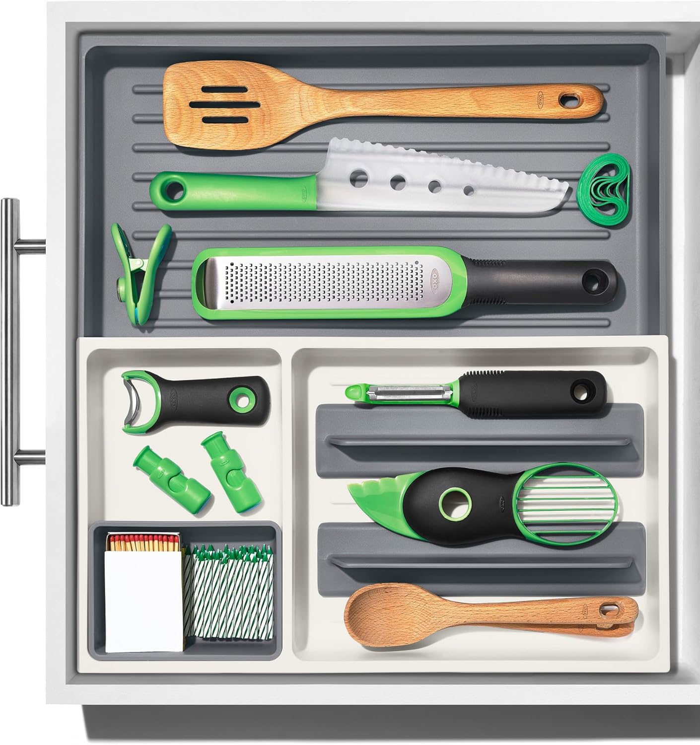 OXO Good Grips Drawer, Large Expandable Kitchen Tool Organizer, White - Image 2