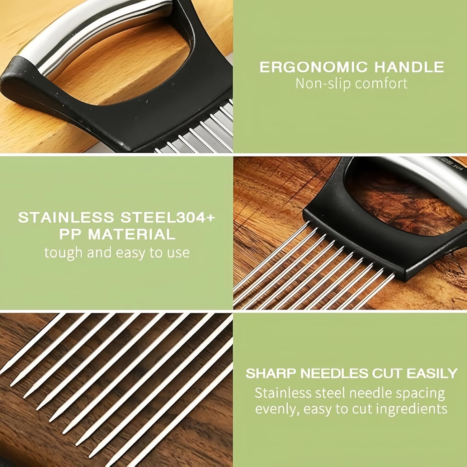 Stainless Steel Onion Slice Holder, Vegetable Slicer Cutter, Kitchen Gadgets Chopper Slicing Tool, Onion Cutter for Slicing of Onions, Tomatoes, Pears, Eggs and Other Vegetables, Kitchen Tools - Image 4