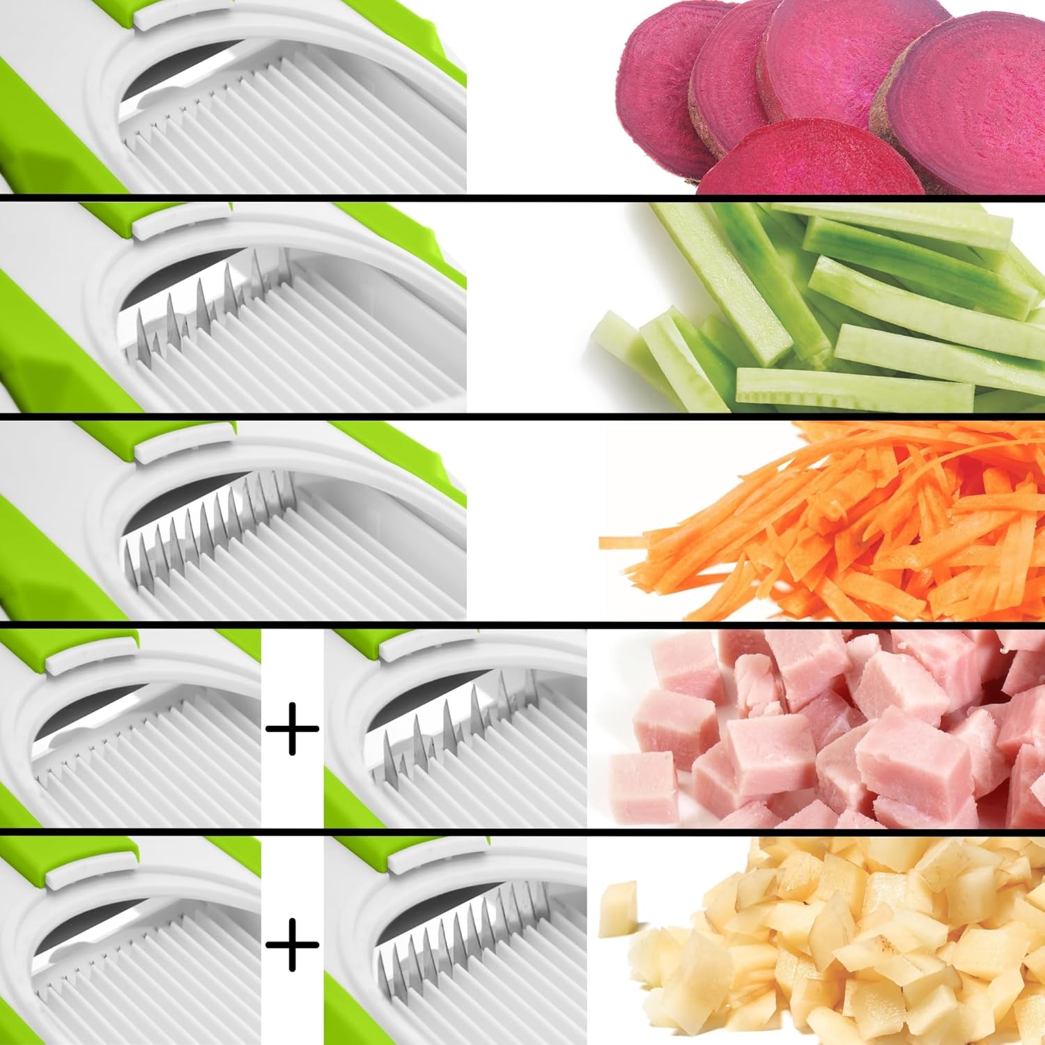 Starfrit Pump'n'Slice - Vertical Mandoline, Food Chopper, Slicer - Precision Adjustable Slicing, Julienne, Dicing - Safe Enclosed Blades, Fold for Storage - High Efficiency Spring Pump - Cleaning Tool - Image 3