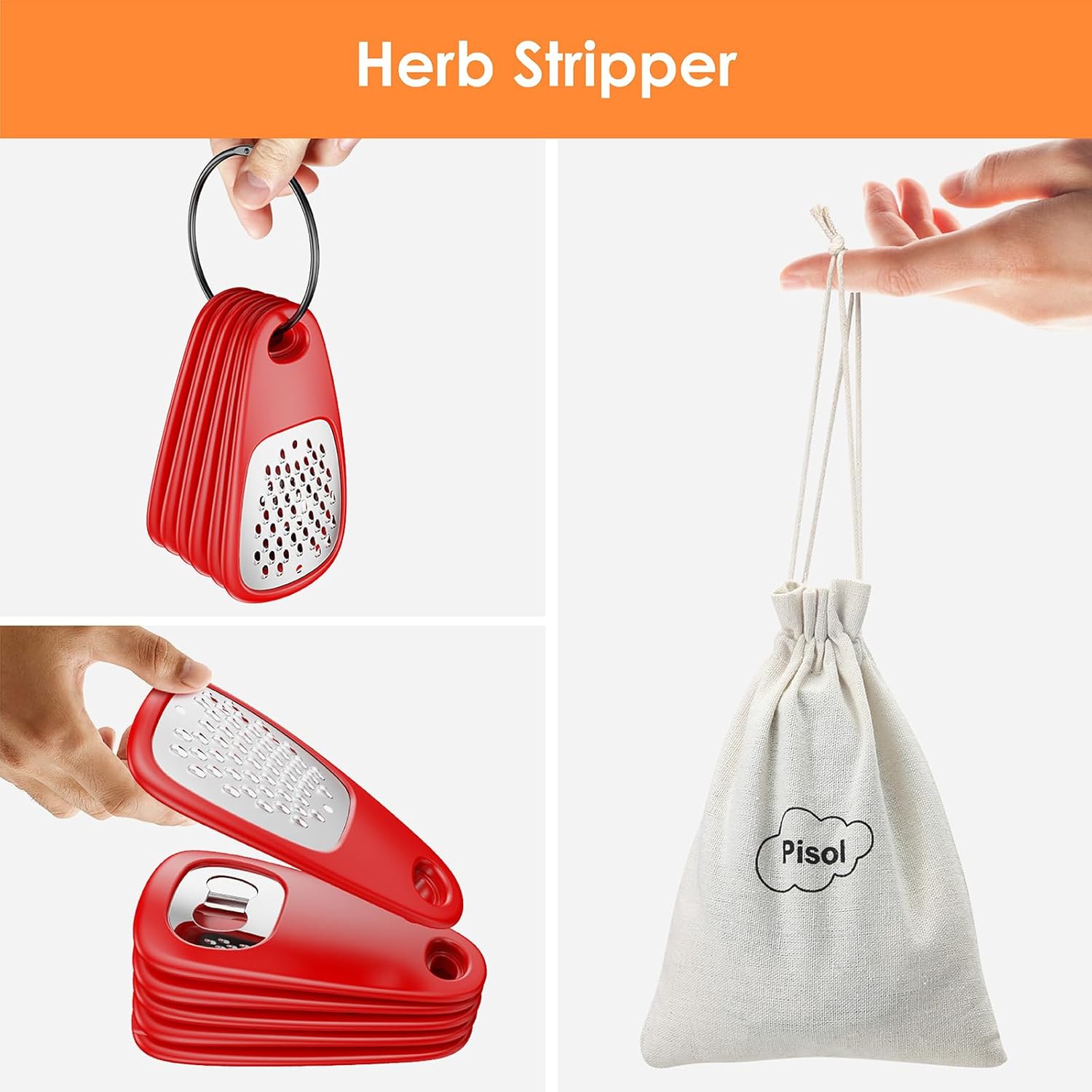 Pisol Kitchen Unique Gadgets Set 6 Pieces, Space Saving, Cheese Grater, Bottle Opener, Fruit Vegetable Peeler, Pizza Cutter, Garlic Ginger Grinder, Herb Stripper Gift Set - Image 9