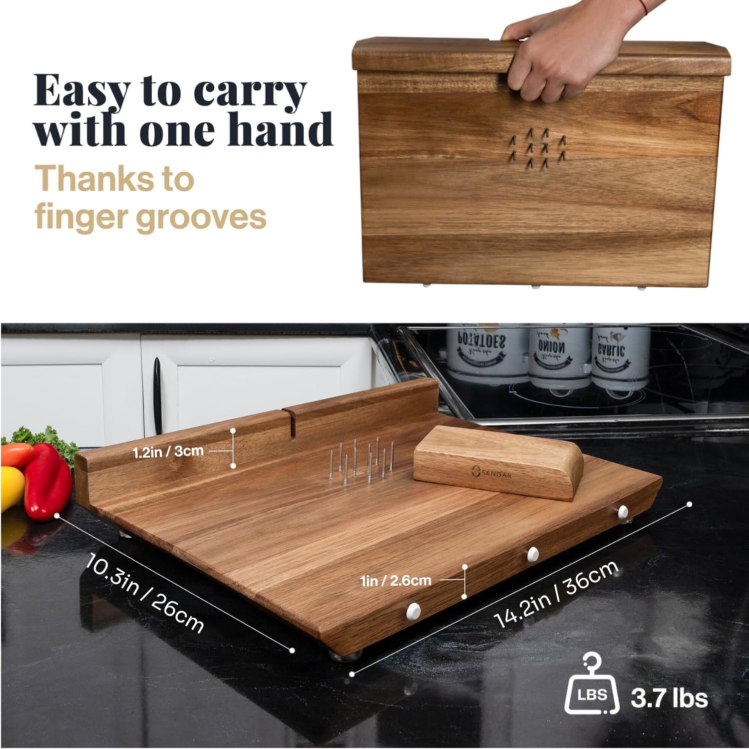 Adaptive One Handed Cutting Board With 10 Spikes – Ideal Gift for Stroke Patient, One-handed Person, Disabled, Handicapped People, Elderly Patients - Handicap Wooden Kitchen Chopping Boards - Image 5