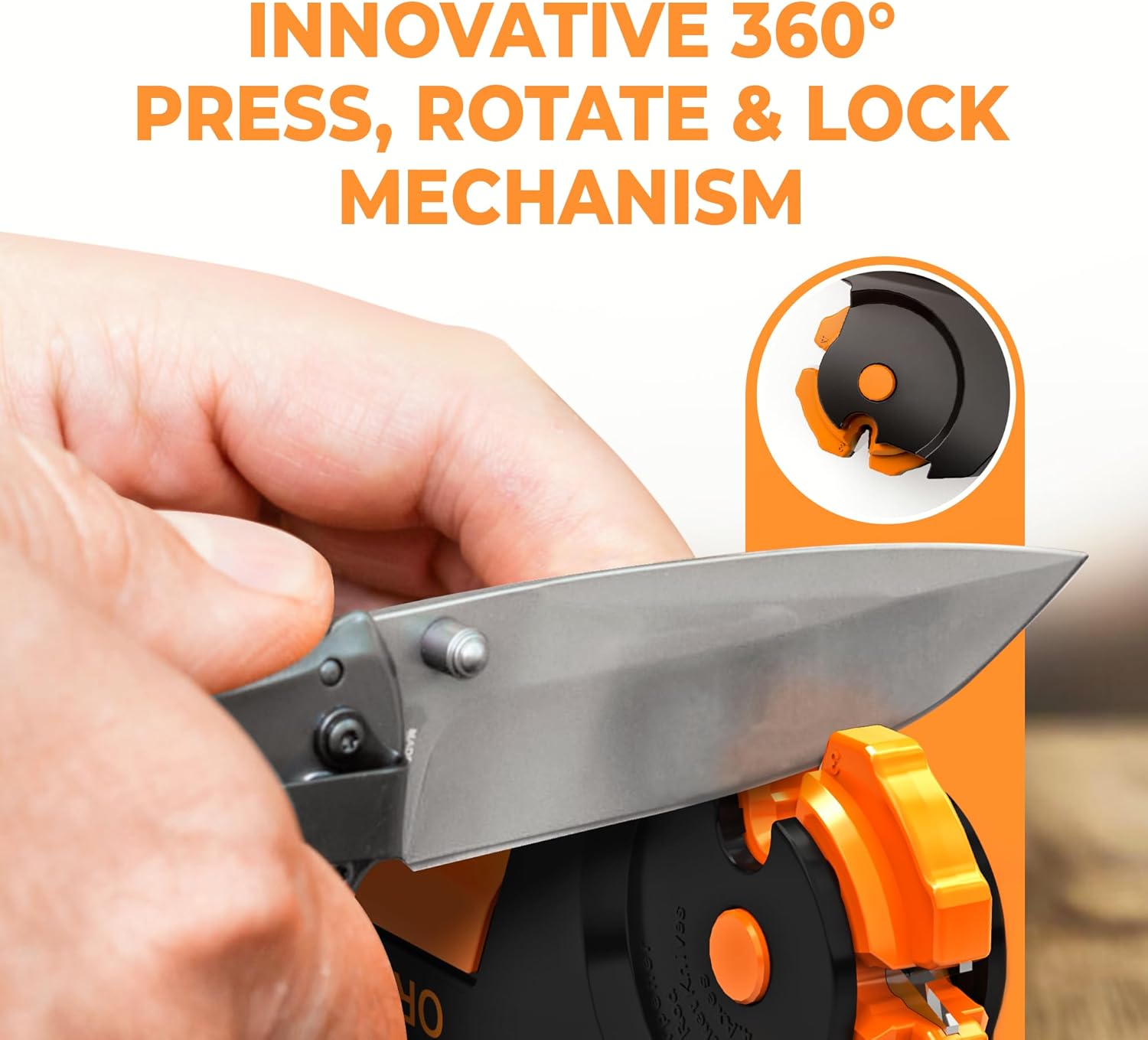 Orange Ninja 7-in-1 Garden Tool & Knife Sharpener – Sharpens Lawn Mower Blades, Axe, Hatchet, Machete, Pruner & Hedge Shears – Repairs & Hones Edges by Sharp Pebble - Image 5