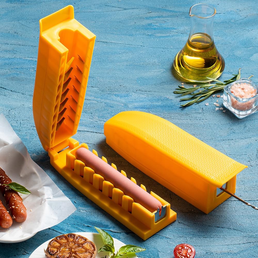 Hot Dog Slicing Tool - Stainless Steel Criss-Cross Hot Dog Slicer for Perfect Cuts – Great for Grilling, Air Fryer, Oven & Microwave – Fun BBQ Kitchen Tool - Image 4