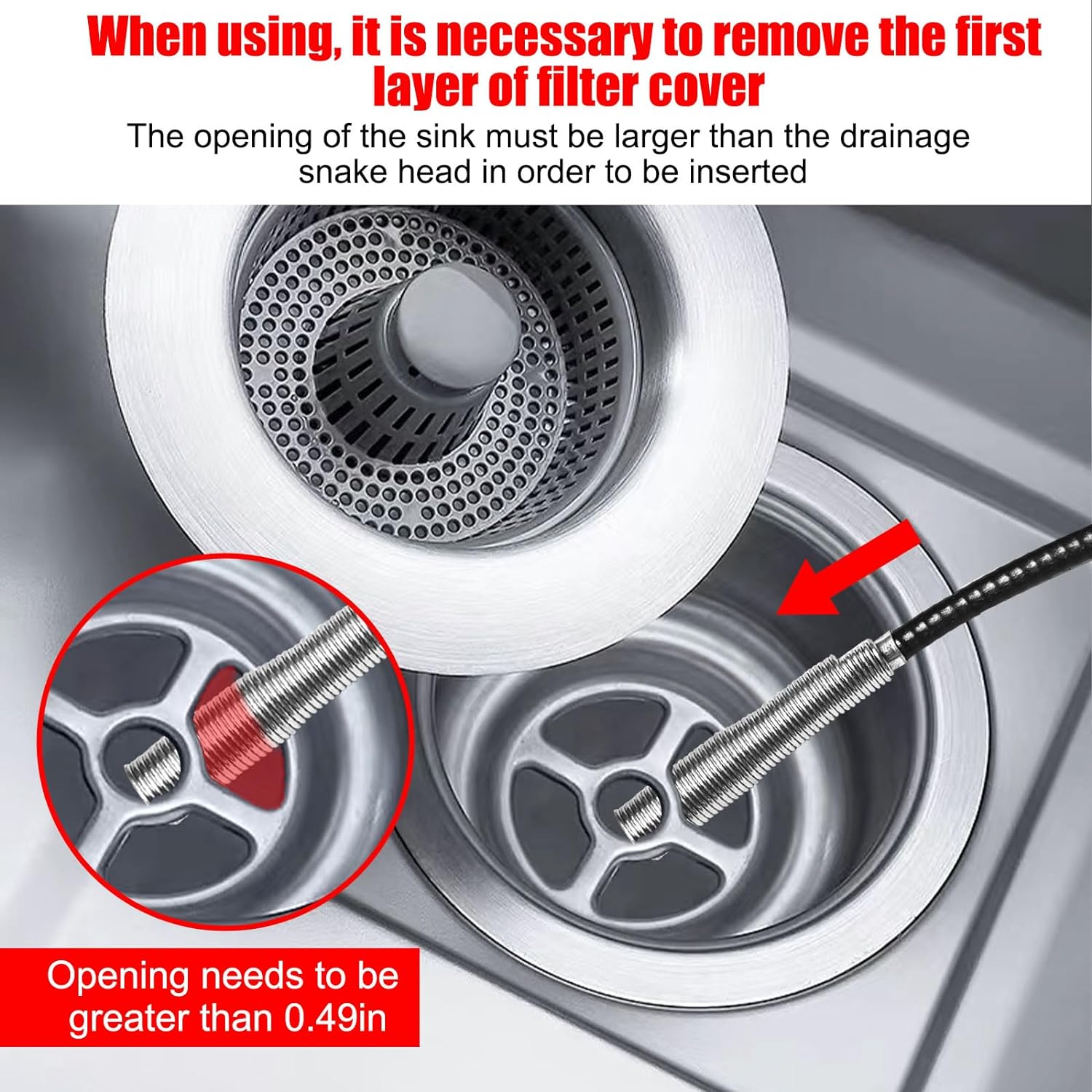 Drain Snake Hair Clog Remover Tool - Sink Drain Cleaner for Sewer Kitchen Bathroom Shower Tub Toilet Clogged Drains Opener Cleaning Tool, Flexible Grabber Claw Pick Up Reacher Tool - Image 3