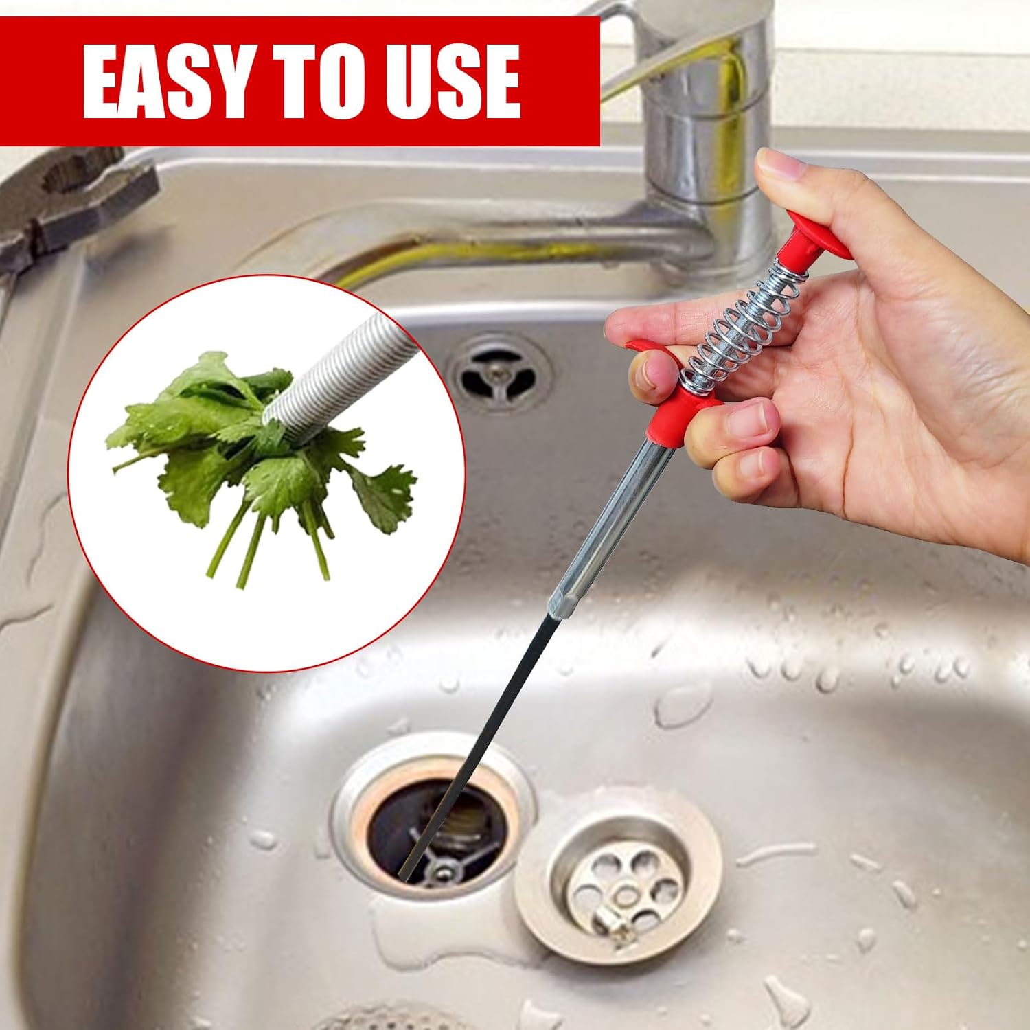 Drain Snake Hair Clog Remover Tool - Sink Drain Cleaner for Sewer Kitchen Bathroom Shower Tub Toilet Clogged Drains Opener Cleaning Tool, Flexible Grabber Claw Pick Up Reacher Tool - Image 4