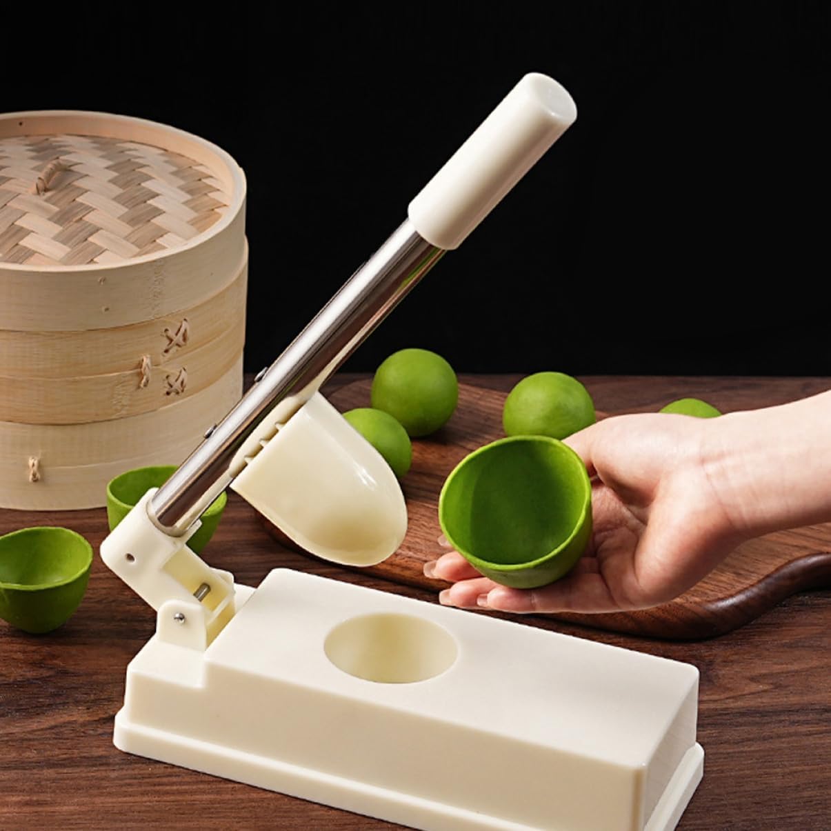 Dumpling Maker Tool Easy Press Mold for Homemade Ravioli Versatile Kitchen Gadget for Dumpling Wrappers and Pierogi Efficient Design with Extended Handle White - Image 4