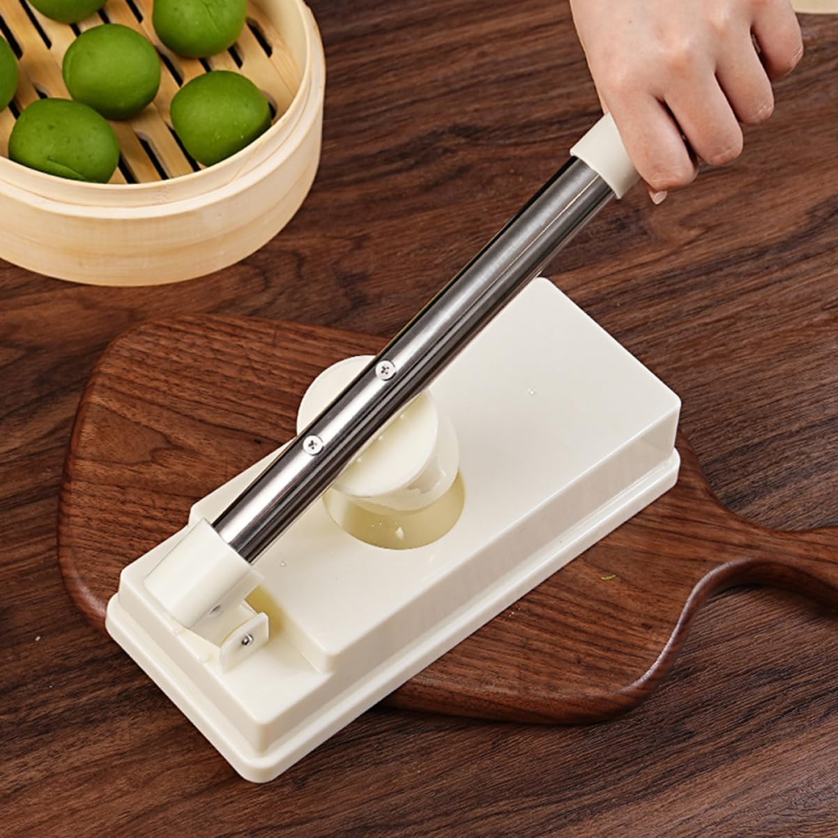 Dumpling Maker Tool Easy Press Mold for Homemade Ravioli Versatile Kitchen Gadget for Dumpling Wrappers and Pierogi Efficient Design with Extended Handle White - Image 5