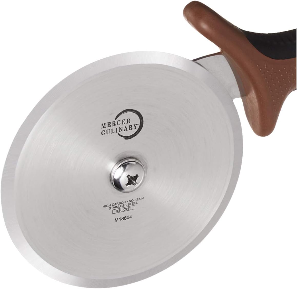 Mercer Culinary Millennia Pizza Cutter with Brown Handle, 4 Inch Wheel, Stainless Steel - Image 3