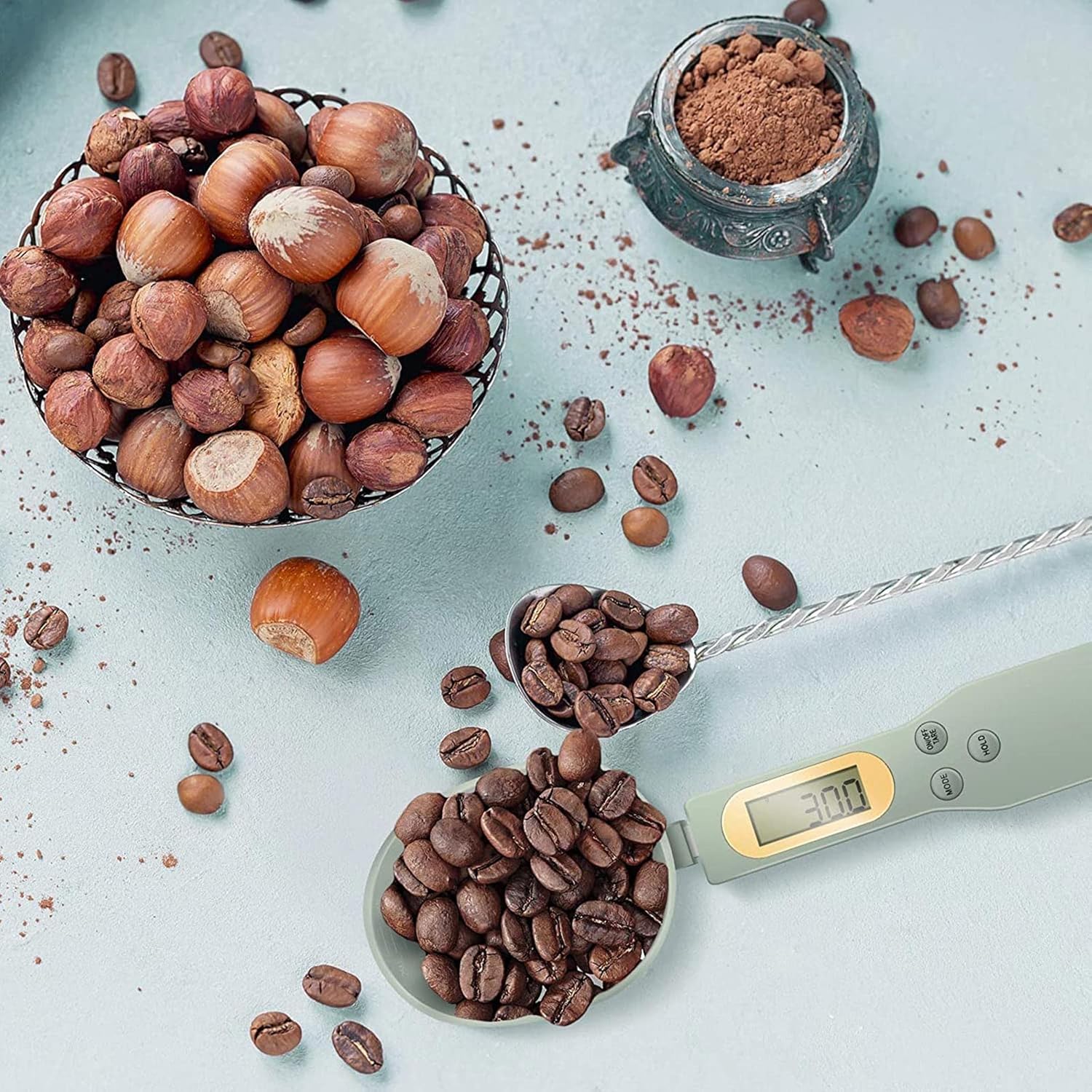 Spoon Digital Measuring Scale 500g 0.1g LCD, Dark Green - Image 6