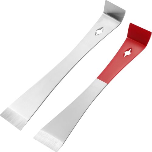 2pcs Metal Pry Bar, Stainless Steel Pry Tool Flat Mini Crowbar Tool Thin Trim Bar Small Pry Bar Scraper Multipurpose Crow Bar Beekeeping Equipment for Scraping Pulling Lifting Kitchen Remodel