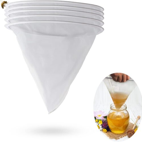 5pcs Bee Honey Filter Bag Mesh Ultra-fine Mesh Strainer Kitchen Nylon Mesh Filter 5 Gal Bucket Filter Honey Filter Bags Apiary Equipment Extraction Tool Suitable For Honey Wine Wax Beer Nut Milk