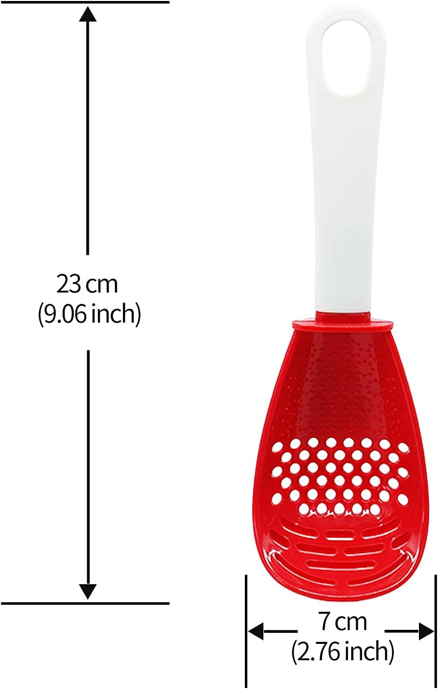 6 in 1 Multifunctional cooking gadgets, 356°F Heat Resistant kitchen gadgets, Egg Separator, Cooking, Draining, Mashing, Grating, Cooking spoon red - Image 2