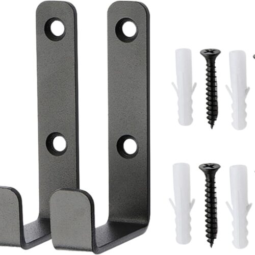 AINIFU Heavy Duty Towel Hooks for Home Office Gym Sports Equipment Barbells Cable Wire Management Garage Storage Bulky Item Tool Organization, 2 Pcs,Wall Mount