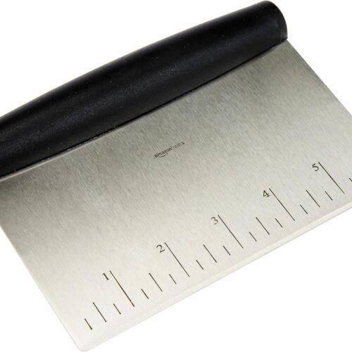 Amazon Basics Multi-Purpose Stainless Steel Scraper/Chopper with Contoured Grip, 6″, Black, Silver