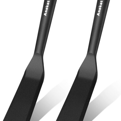 Anaeat Silicone Thin Spatula Set of 2 – Mini Brownie Serving Spatulas – Non Stick Spurtle Turner for Easy Cooking Eggs, Omelet, Pancake, Burgers, Pizza, Steak, Crepes, Heat Resistant & BPA Free