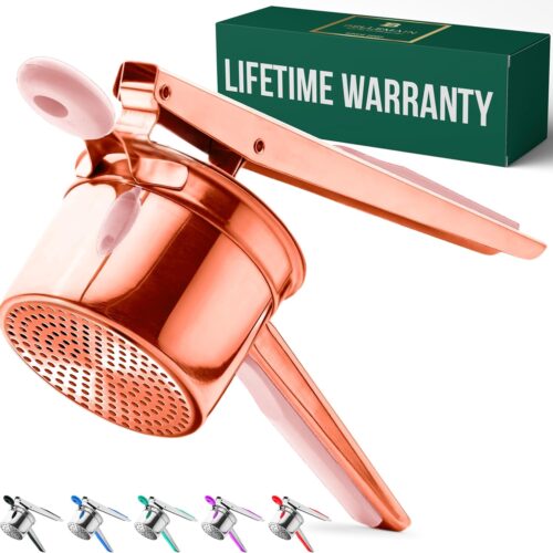 Bellemain 15 oz Large Potato Ricer | Heavy-Duty Stainless Steel Potato Ricer & Masher | Perfect for Mashed Potatoes | Ricer Kitchen Tool with Fixed Disc (Rose Gold Pink)