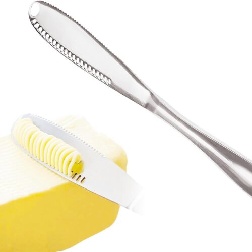 Butter Spreader, Stainless Steel Butter Spreader, 3 in 1 Kitchen Knife Gadgets Curler Slicer Spreader with Serrated Edge for Cutting and Spreading Butter Cheese Jam