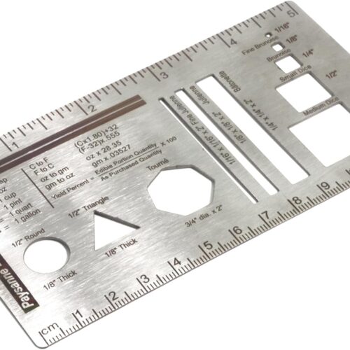 Culinary Ruler Stainless Streel Mini Cutting Reference Template Cooking Measurement for Food Essential Kitchen Tool with Weight Temperature Baking Conversion Chart for Beginner and Chef (5*3″)