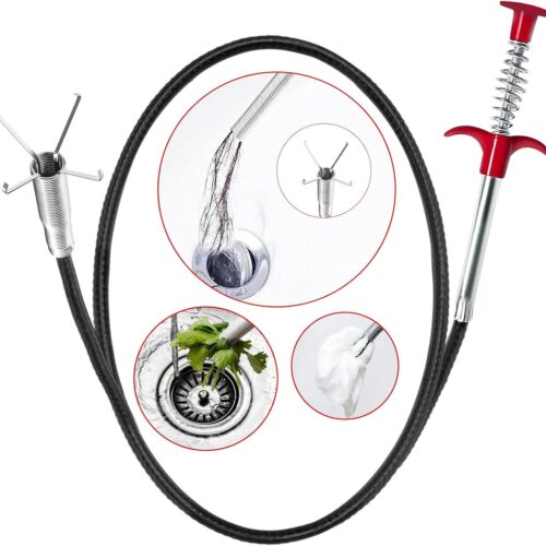 Drain Snake Hair Clog Remover Tool – Sink Drain Cleaner for Sewer Kitchen Bathroom Shower Tub Toilet Clogged Drains Opener Cleaning Tool, Flexible Grabber Claw Pick Up Reacher Tool