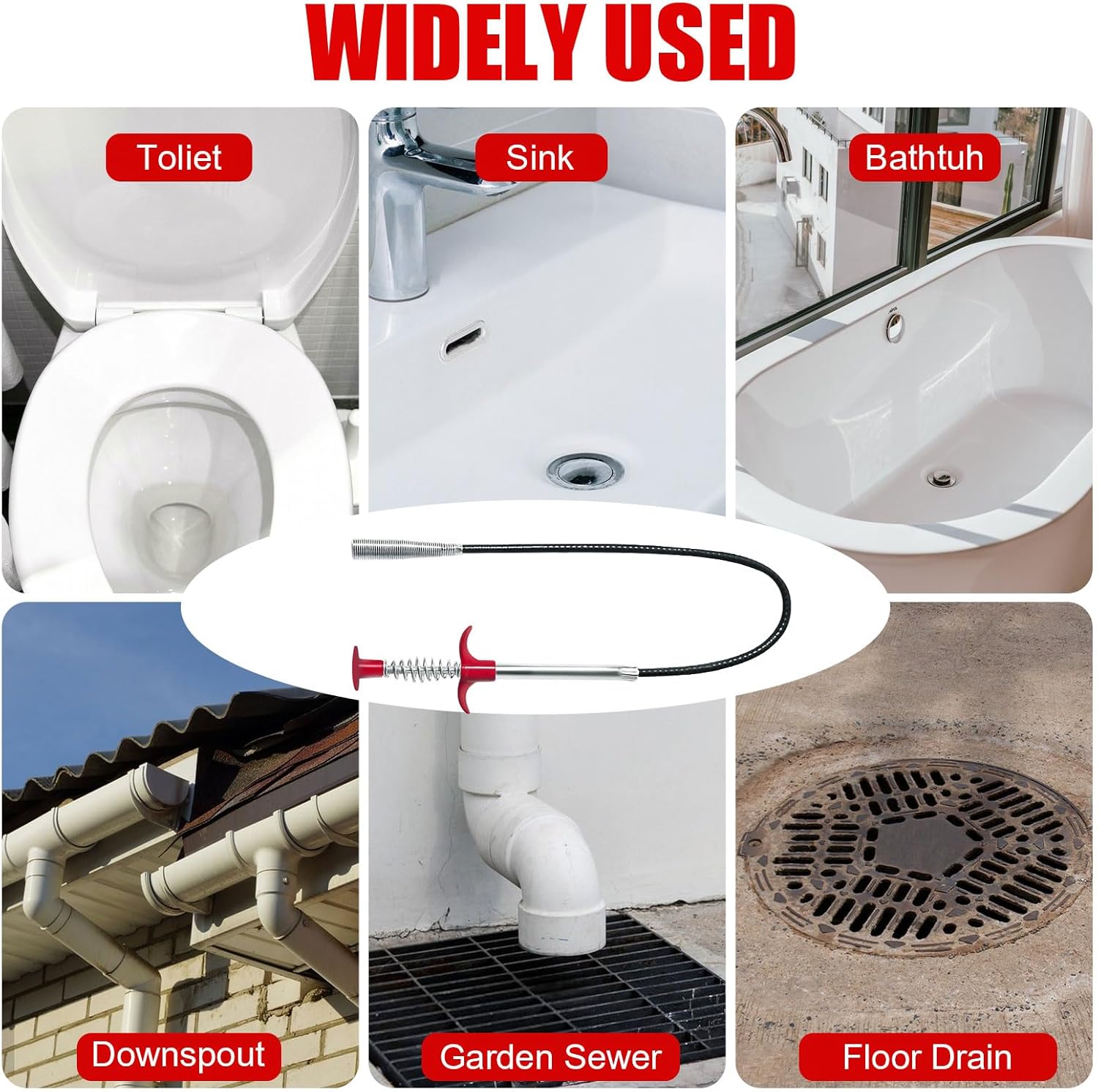 Drain Snake Hair Clog Remover Tool - Sink Drain Cleaner for Sewer Kitchen Bathroom Shower Tub Toilet Clogged Drains Opener Cleaning Tool, Flexible Grabber Claw Pick Up Reacher Tool - Image 2