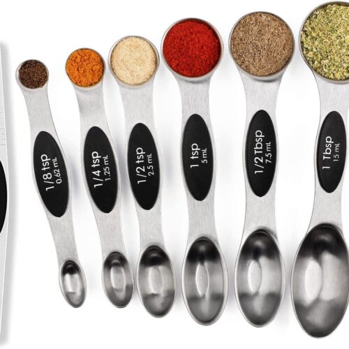 Magnetic Measuring Spoons Set Stainless Steel with Leveler, Stackable Metal Tablespoon Measure Spoon for Baking, Cups and Spoon Set Kitchen Gadgets Apartment Essentials Fits in Spice Jars