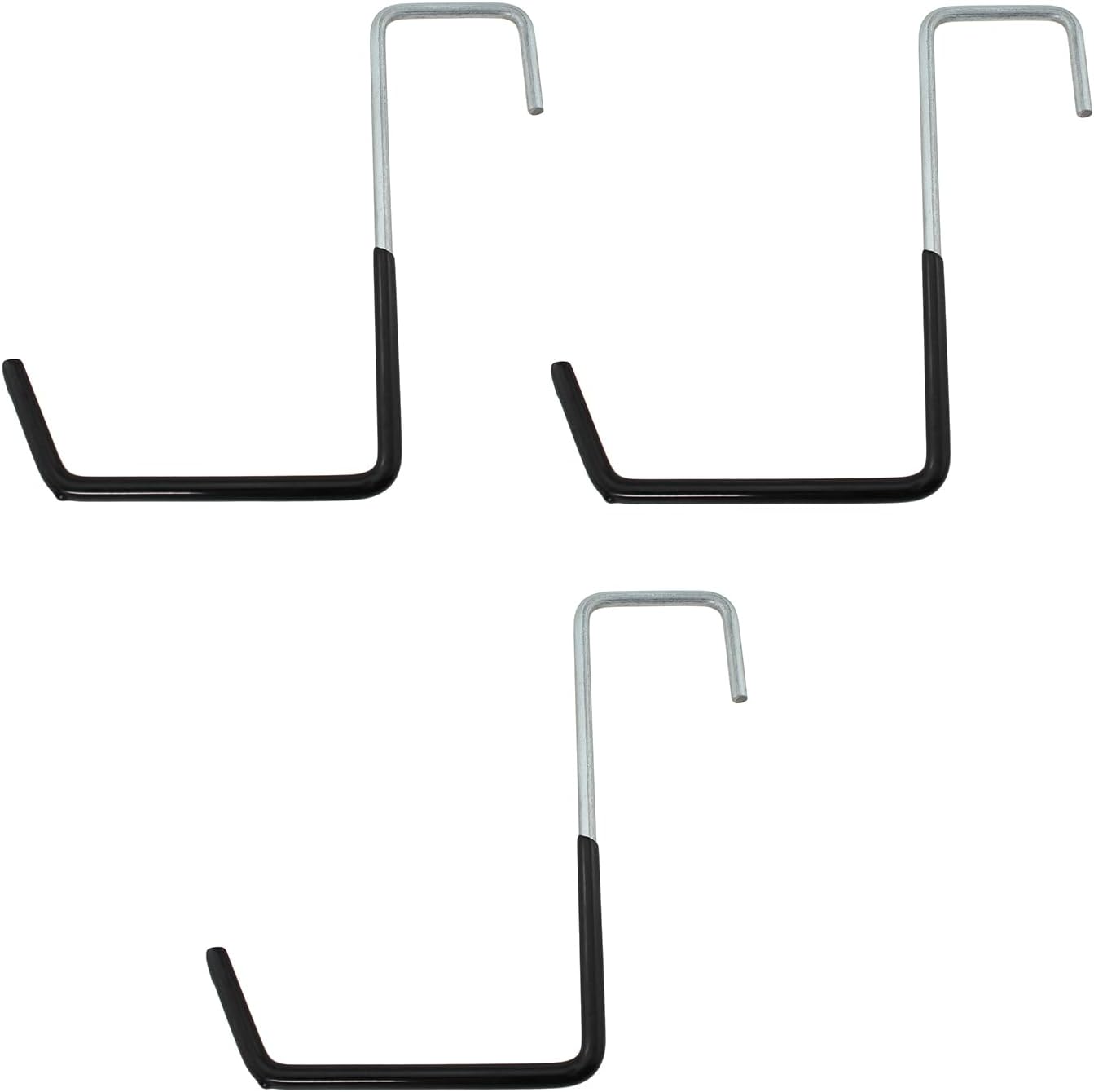Maxmoral 3PCS 7.7 Inch Length Black Garage Storage Hooks Ladder Hook Bicycle Storage Rafter Hook with Non Slip Coating Gardening Tool Organiser for Hanging Heavy Sports Equipment and Kitchen Utensils