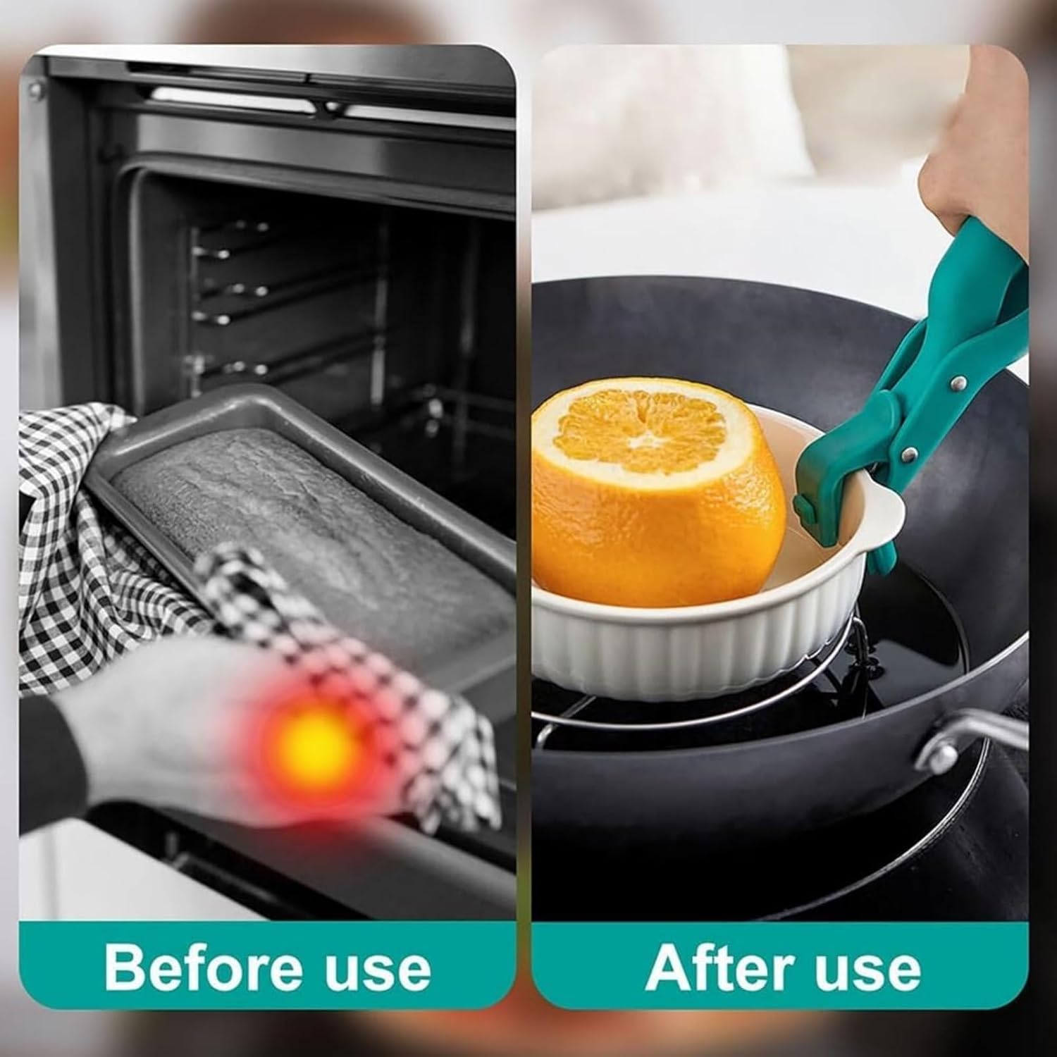 Multi-angle Hot Plate Gripper, Anti Scald Plate Gripper, Multi-purpose Anti-Scald Bowl Holder Clip for Kitchen, Clamping Pot Holder Clipper, Heat-Resistant Grip for Hot Bowls Pans (Red +Green) - Image 2