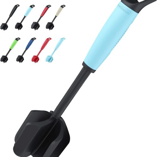 Ourokhome Upgrade Meat Chopper and Potato Masher, Heat Resistant Ground Meat Smasher for Hamburger, 5 Curved Blades Ground Beef Smasher, Nylon Non Stick Mixer, Stirrer and Kitchen Gadgets, Teal