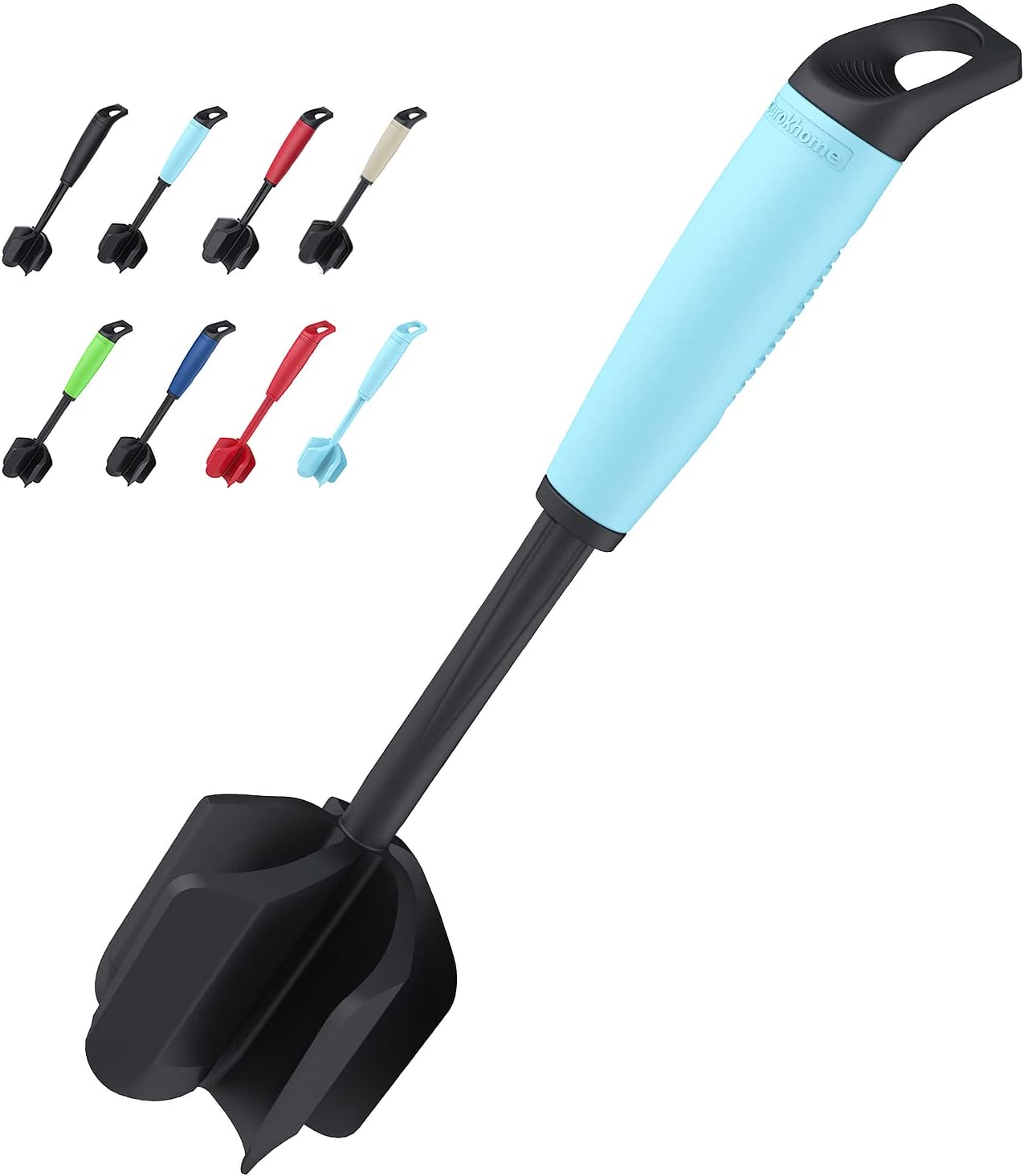 Ourokhome Upgrade Meat Chopper and Potato Masher, Heat Resistant Ground Meat Smasher for Hamburger, 5 Curved Blades Ground Beef Smasher, Nylon Non Stick Mixer, Stirrer and Kitchen Gadgets, Teal