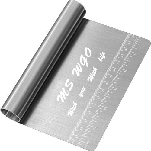 Pro Dough Pastry Scraper/Cutter/Chopper Stainless Steel Mirror Polished with Measuring Scale Multipurpose- Cake, Pizza Cutter – Pastry Bread Separator Scale Knife