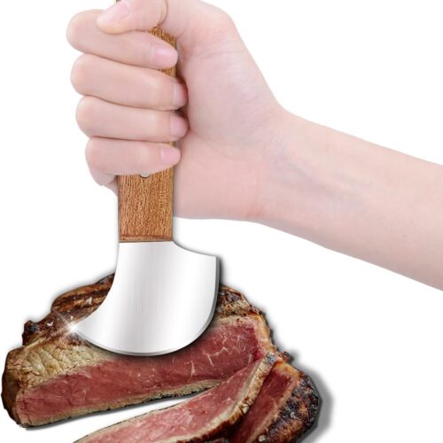 Rocker Knife, One Handed Adaptive Equipment, Ulu Knife, Curved for Cutting Food in Can & Bowl, Ideal for One-handed Use by Hand Tremors, Arthritis, Elderly, Pet Owner