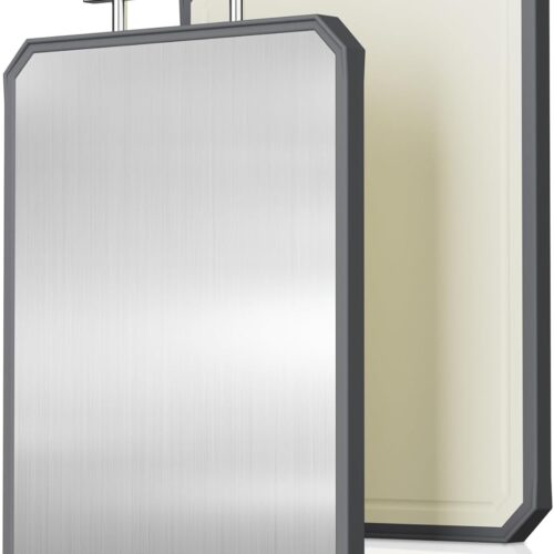 SNOWCLAD Stainless Steel Cutting Board,Double Sided Steel Cutting Boards for kitchen,Stainless Steel/Wheat straw pp Large Board for meat,non toxic Chopping,16 * 11 Inch,Dishwasher Safe
