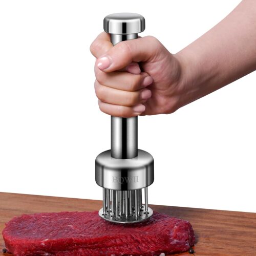 Stainless Steel Meat Tenderizer Tool with 21 Sharp Needles – A Meat Tenderizer Mallet for Chicken and Beef, Durable Meat Mallet Hammer, Easy-Grip Meat Hammer Tenderizer