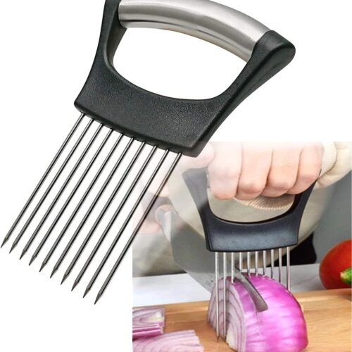 Stainless Steel Onion Holder for Slicing,Onion Slicer Holder,Onion Cutter for Slicing of Onions,Tomatoes,Avocados,Eggs and Other Vegetables,KItchen Utensils