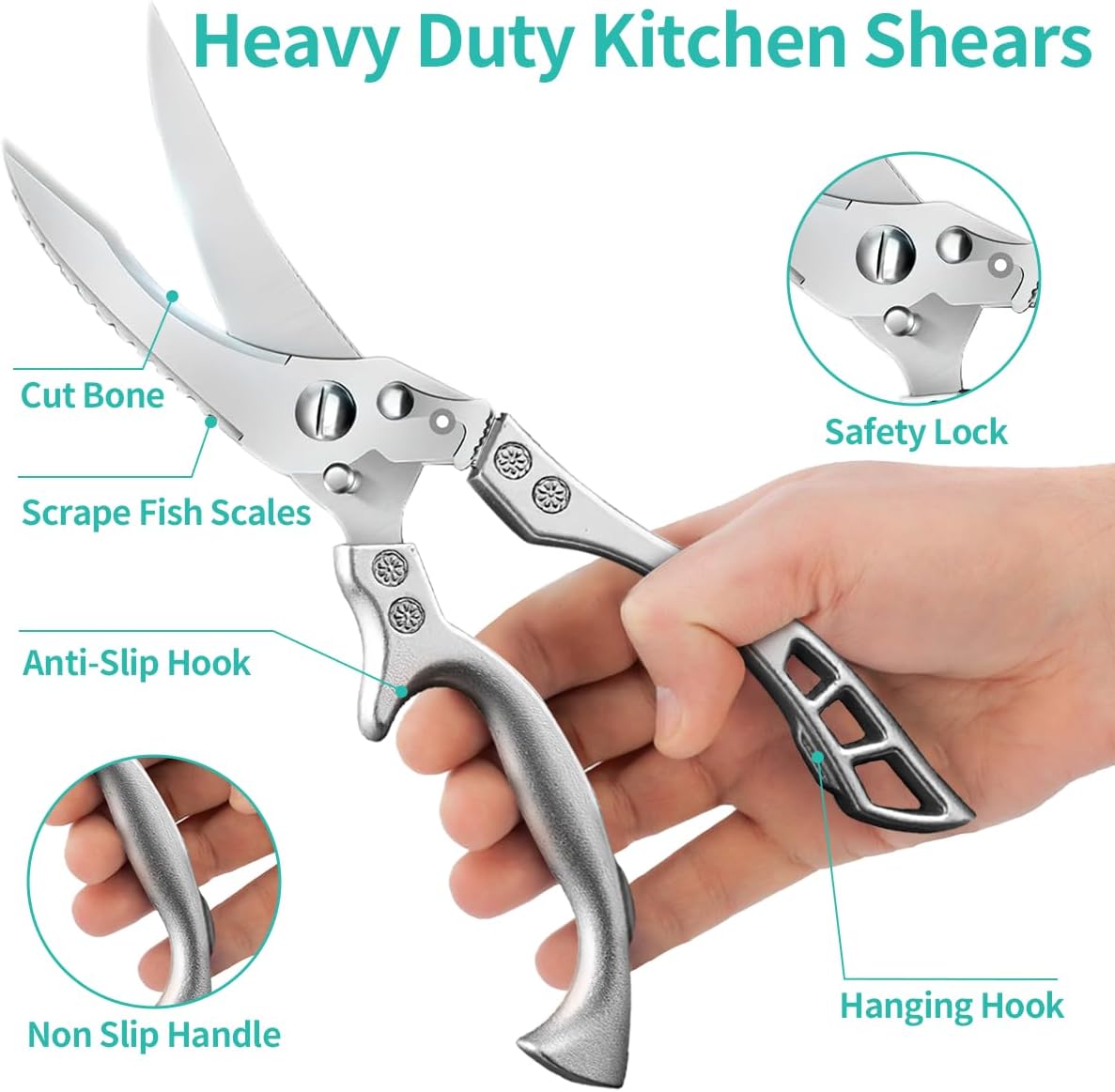 Stainless Steel Poultry Shears and Lung Remover, SUS 304 Food Grade Chicken Processing Equipment with Strong Working Head and Ergonomic Handle, Essential Poultry Processing Equipment Kitchen Tool - Image 2
