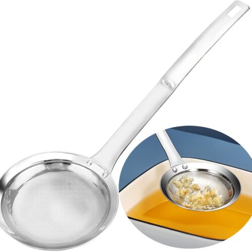 TBWHL Multi-functional Hot Pot Fat Skimmer Spoon – Stainless Steel Fine Mesh Food Strainer for Skimming Grease and Foam DIA 4.4″