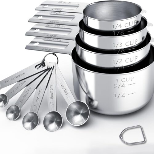 TILUCK Stainless Steel Measuring Cups & Spoons Set, Cups and Spoons,Kitchen Gadgets for Cooking & Baking (10)