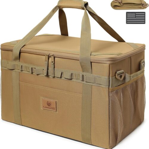 Tactical Camping Storage Bag Utility Tote Bag Camping Kitchen Organizer with Axe Holder & Shoulder Strap