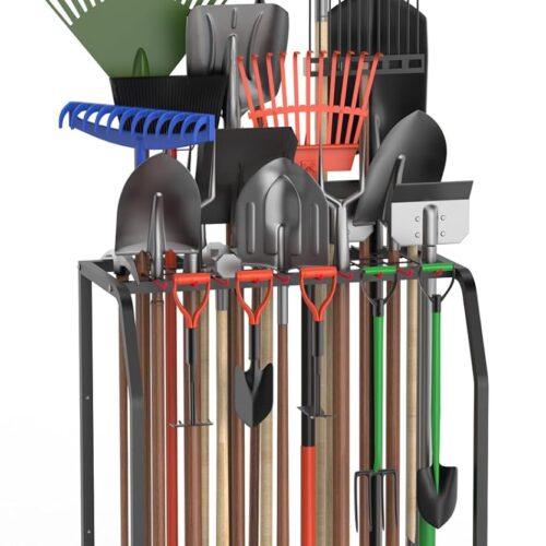 Trieez Extra Large Garden Tool Organizer for Garage, NEVER FALL OVER – Yard Tool Organizer Garage for Organization and Storage, Tool Rack for Shed, Outdoor, Tool Stand