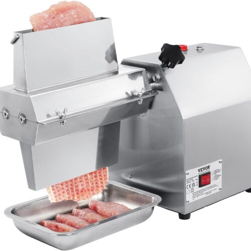 VEVOR Commercial Meat Tenderizer, Heavy Duty 304 Stainless Steel Kitchen Tool with Meat Tong, Cleaning Brush, and Tray, 750W Electric Meat Tenderizer Machine for Beef, Turkey, Chicken, Pork, and Fish